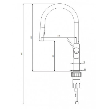 Kitchen faucet Omnires Y, standing, height 365mm, obrotowa spout, chrome