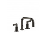 3-hole washbasin faucet Gessi Inciso, standing, height 145mm, korek automatyczny - Brushed Brass PVD