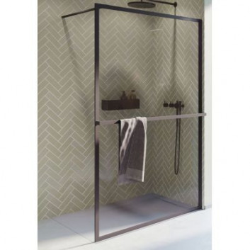 Shower enclosure typu Walk-In Riho Lucid GD400 90x200 cm, freestanding, glass transparent with coating Riho Shield, profil black mat