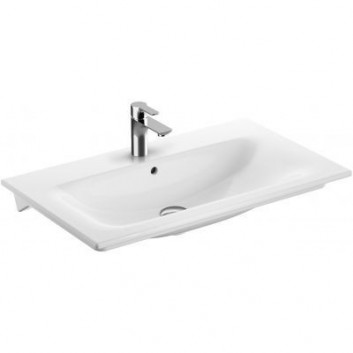 Countertop washbasin Geberit iCon, 75x48cm, z overflow, without tap hole, white