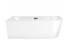 Corner bathtub Corsan Intero 160 cm for wall installation, left, z wykończeniem black - white