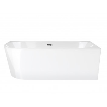 Corner bathtub for wall installation Corsan INTERO right 160 cm z wykończeniem chrome - white