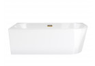 Corner bathtub Corsan Intero for wall installation, left 160 cm z wykończeniem złotym - white