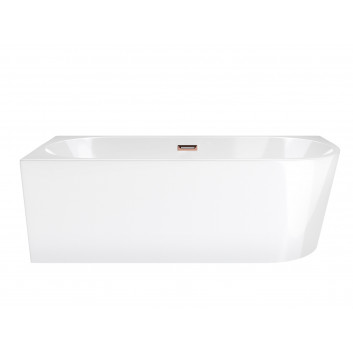 Corner bathtub for wall installation Corsan INTERO left 160 cm z wykończeniem różowe gold