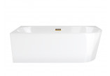 Corner bathtub Corsan INTERO left 160 cm z szeroką krawędzią i wykończeniem złotym - white