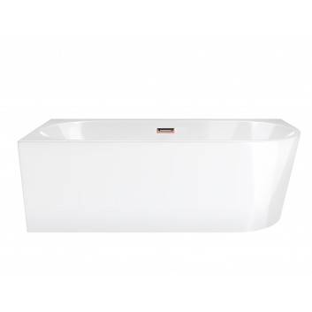 Corner bathtub Corsan INTERO left 160 cm z szeroką krawędzią i wykończeniem różowe gold - white