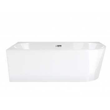 Corner bathtub Corsan INTERO left 170 cm z szeroką krawędzią i wykończeniem różowe gold - white