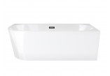 Corner bathtub Corsan INTERO left 160 cm z szeroką krawędzią i wykończeniem chrome - white