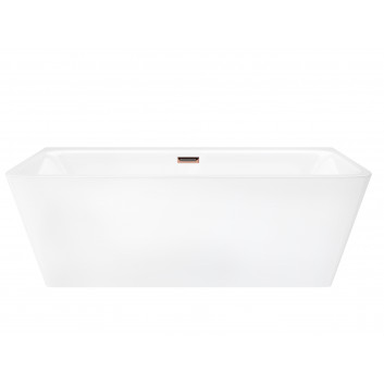 Bathtub wallmounted freestanding Corsan Iseo 160 cm z szeroką krawędzią i wykończeniem złotym - white