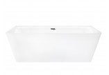 Bathtub wallmounted freestanding Corsan Iseo 150 cm z szeroką krawędzią i wykończeniem chrome - white