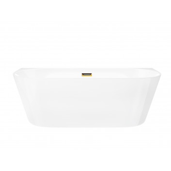 Bathtub wallmounted freestanding Corsan Mono 160 cm z wykończeniem chrome - white