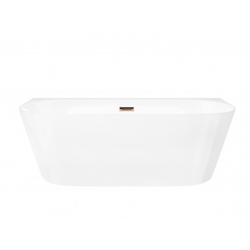 Bathtub wallmounted freestanding Corsan Mono 150cm z szeroką krawędzią i wykończeniem złotym - white