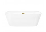 Bathtub wallmounted freestanding Corsan Mono 160cm z szeroką krawędzią i finishm złotym - white