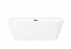 Bathtub wallmounted freestanding Corsan Mono 160cm z szeroką krawędzią i wykończeniem złotym - white