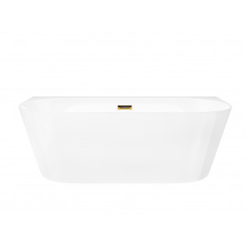 Bathtub wallmounted freestanding Corsan Mono 160cm z szeroką krawędzią i wykończeniem black - white