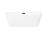 Bathtub wallmounted freestanding Corsan Mono 160cm z szeroką krawędzią i wykończeniem różowe gold - white