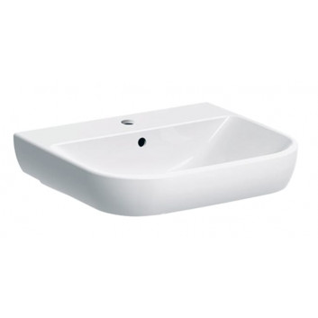 Geberit Smyle Washbasin, B60cm, H16.5cm, T48cm, z overflow, with tap hole