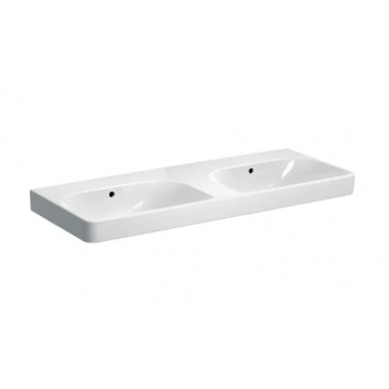 Geberit Smyle Square Washbasin double, B120cm, H16.5cm, T48cm, z dwoma przelewami, with two holes na baterie