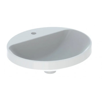 Geberit Variform Recessed washbasin, oval, B50cm, H17.8cm, T45cm, z overflow, with tap hole