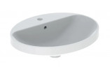 Geberit Variform Recessed washbasin, oval, B50cm, H17.8cm, T45cm, without overflow, with tap hole