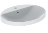 Geberit Variform Recessed washbasin, oval, B55cm, H17.8cm, T45cm, without overflow, with tap hole