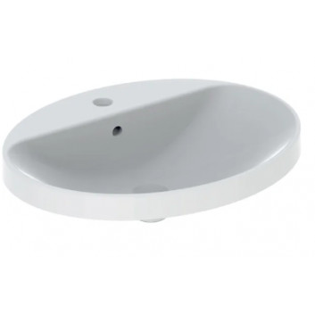 Geberit Variform Recessed washbasin, oval, B55cm, H17.8cm, T45cm, without overflow, with tap hole