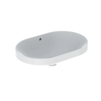 Geberit Variform Recessed washbasin, oval, B60cm, H17.8cm, T48cm, without overflow, with tap hole