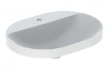 Geberit Variform Recessed washbasin, eliptyczna, B60cm, H17.8cm, T45cm, z overflow, with tap hole