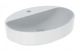 Geberit Variform Countertop washbasin, oval, B60cm, H15.8cm, T45cm, z overflow, with tap hole