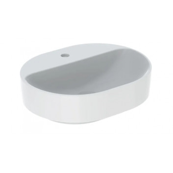 Geberit Variform Countertop washbasin, eliptyczna, B50cm, H15.8cm, T40cm, z overflow, with tap hole