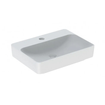 Geberit Variform Countertop washbasin, rectangular, B60cm, H15.8cm, T45cm, z overflow, with tap hole