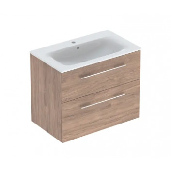 Geberit Selnova Square Set szafki pod umywalkę, z dwiema szufladami, B80cm, H65.2cm, T50.2cm, lava, z umywalką meblową, cienki rant, z overflow, with tap hole