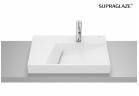 HORIZON Countertop washbasin GEOMETRIC 60x42 cm with tap hole white shine Supraglaze®