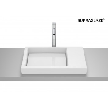 HORIZON Countertop washbasin GEOMETRIC 60x42 cm with tap hole white shine Supraglaze®