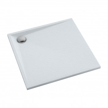 Shower tray prysznicowy square OMNIRES STONE ze strukturą kamienia, 80x80cm - white mat