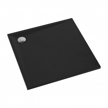 Shower tray prysznicowy square OMNIRES STONE ze strukturą kamienia, 80x80cm - black mat