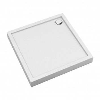 Acrylic shower tray prysznicowy square OMNIRES CAMDEN, 80x80cm - white shine 