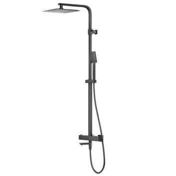 Shower black shower column Corsan Ango square overhead shower with mixer termostatyczną