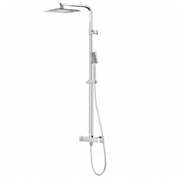 Shower black shower column Corsan Ango square overhead shower with mixer termostatyczną and swivel spout wannową