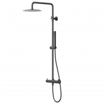 Shower black shower column Corsan Ango square overhead shower with mixer termostatyczną and swivel spout wannową