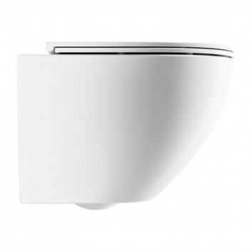 Bezkołnierzowa bowl toilette hanging OMNIRES OTTAWA COMFORT with soft-close WC seat, 54 x 37 cm - white shine