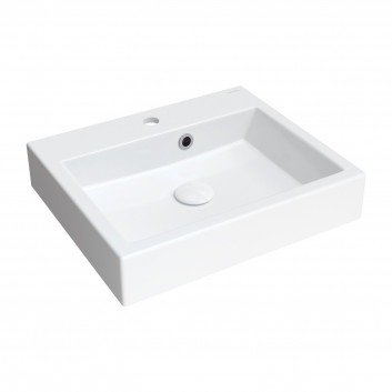 Countertop washbasin/hanging z overflow OMNIRES THASOS M+, 50 x 42 cm - white shine