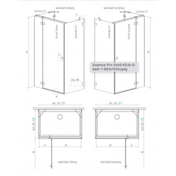 Front for shower cabin Radaway Idea Black KDJ+S 160, right, sliding, glass transparent, 1600x2005mm, profil black