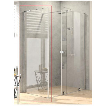 Door sliding Huppe Xtensa pure Walk-In 900 1-piece with fixed segment, fixing right, glass transparent Anti-Plaque, profil Black Edition