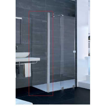 Side panel Huppe Xtensa pure 900 do Walk-In door suwanych 1-częściowych with fixed segment, glass transparent Anti-Plaque, profil Black Edition 