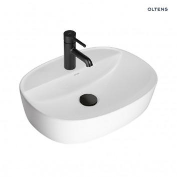 Oltens Hamnes Thin countertop washbasin with tap hole oval 51 x 39 cm - white