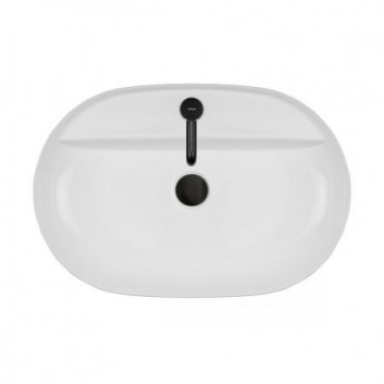 Oltens Hamnes Thin countertop washbasin with tap hole oval 62 x 42 cm - white