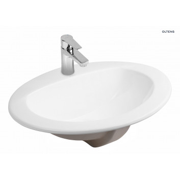 Oltens Kjos washbasin 52x43 cm drop in oval with coating SmartClean - white