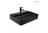 Oltens Duve washbasin 60x42 cm countertop rectangular with coating SmartClean - black mat 