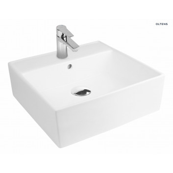 Oltens Hyls washbasin 47 cm countertop square with coating SmartClean - white 